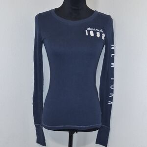 Abercrombie & Fitch Women's Dark Blue Long Sleeve Tee